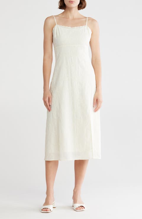 Embroidered A-Line Midi Dress