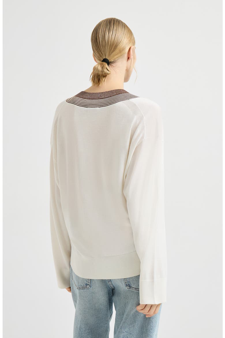 Cashmere and silk lightweight sweater, Alternate, color, White