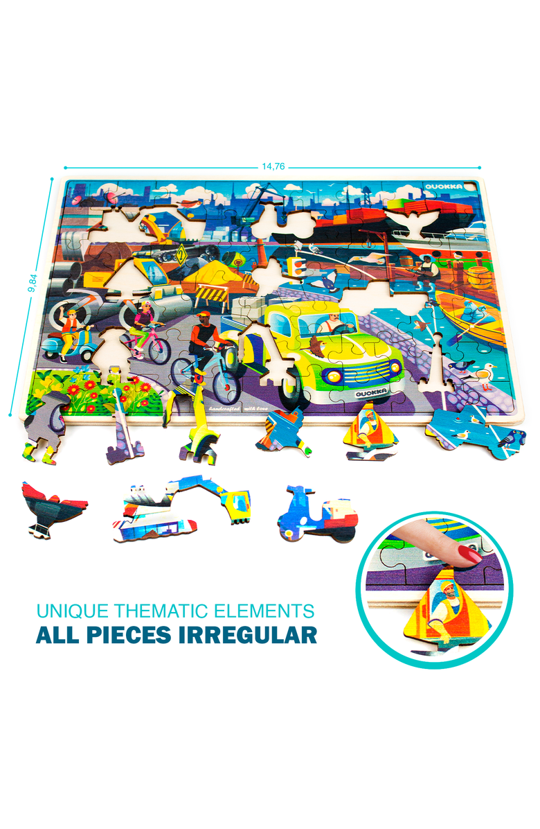 Quokka 4x60 Piece Wooden Jigsaw Puzzles for Kids, Alternate, color, Forest Bug Africa Vechicles