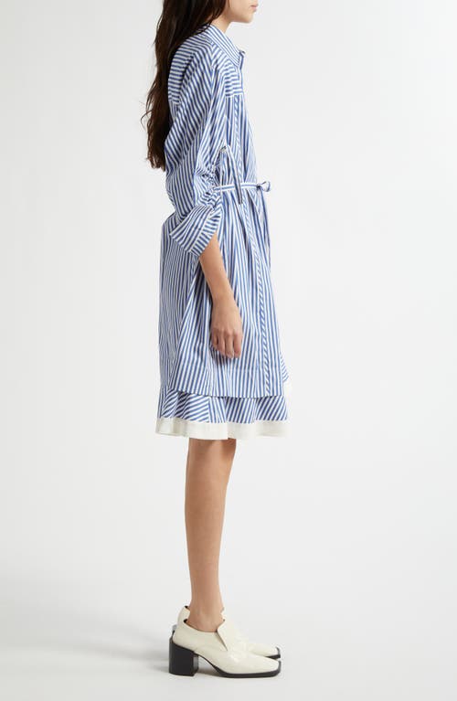 3.1 Phillip Lim Stripe Shirt With Cascade Sleeves In Blue Multi