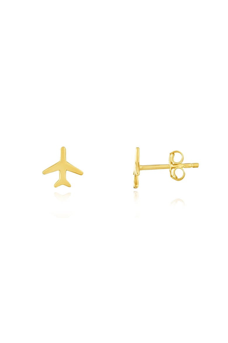 Gold Airplane Stud Earrings, Main, color, Yellow Gold