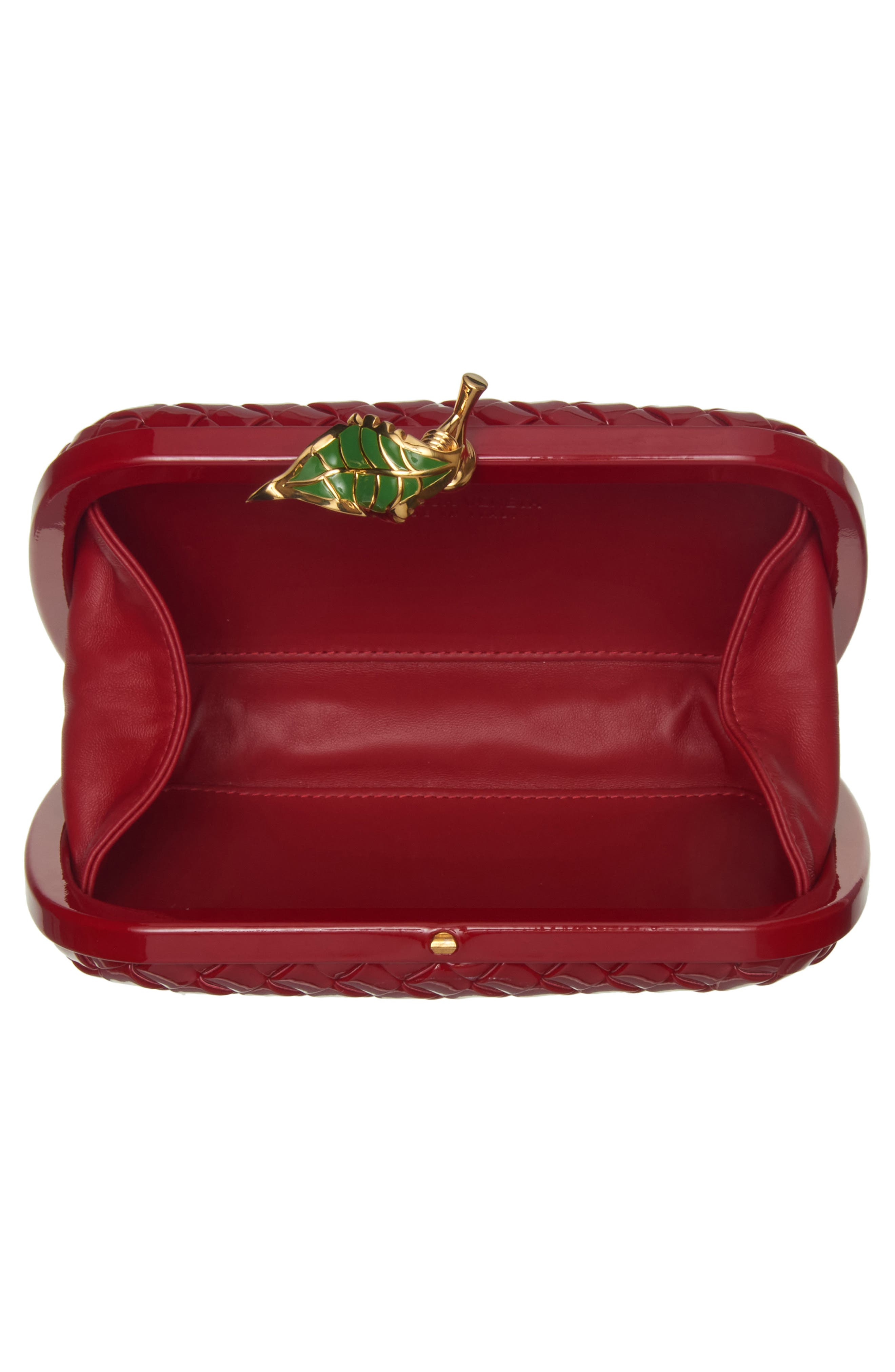 Bottega Veneta Borsa Knot Intrecciato Patent Leather Clutch, Alternate, color, 