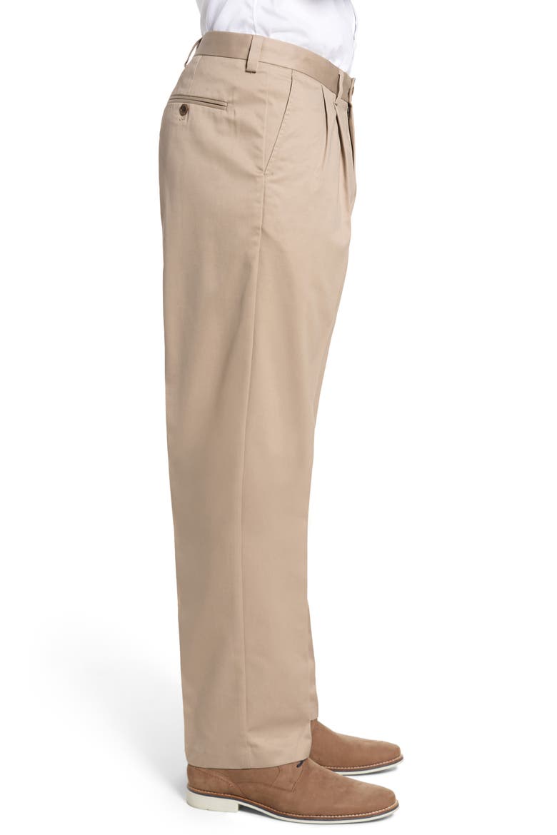 'Classic' Smartcare™ Relaxed Fit Double Pleated Cotton Pants, Alternate, color, TAN