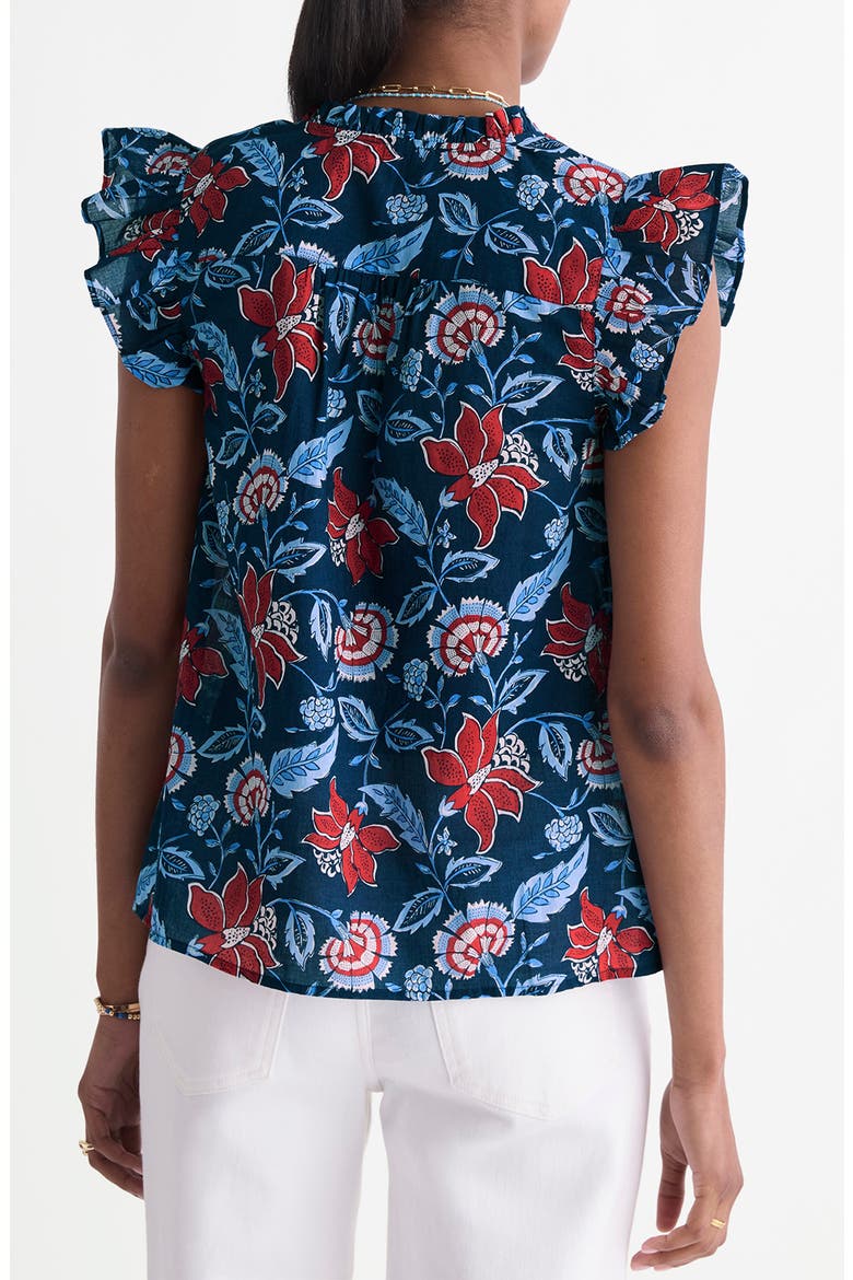 Adare Ruffle Sleeve Top, Alternate, color, INDIE FLORAL L NAVY