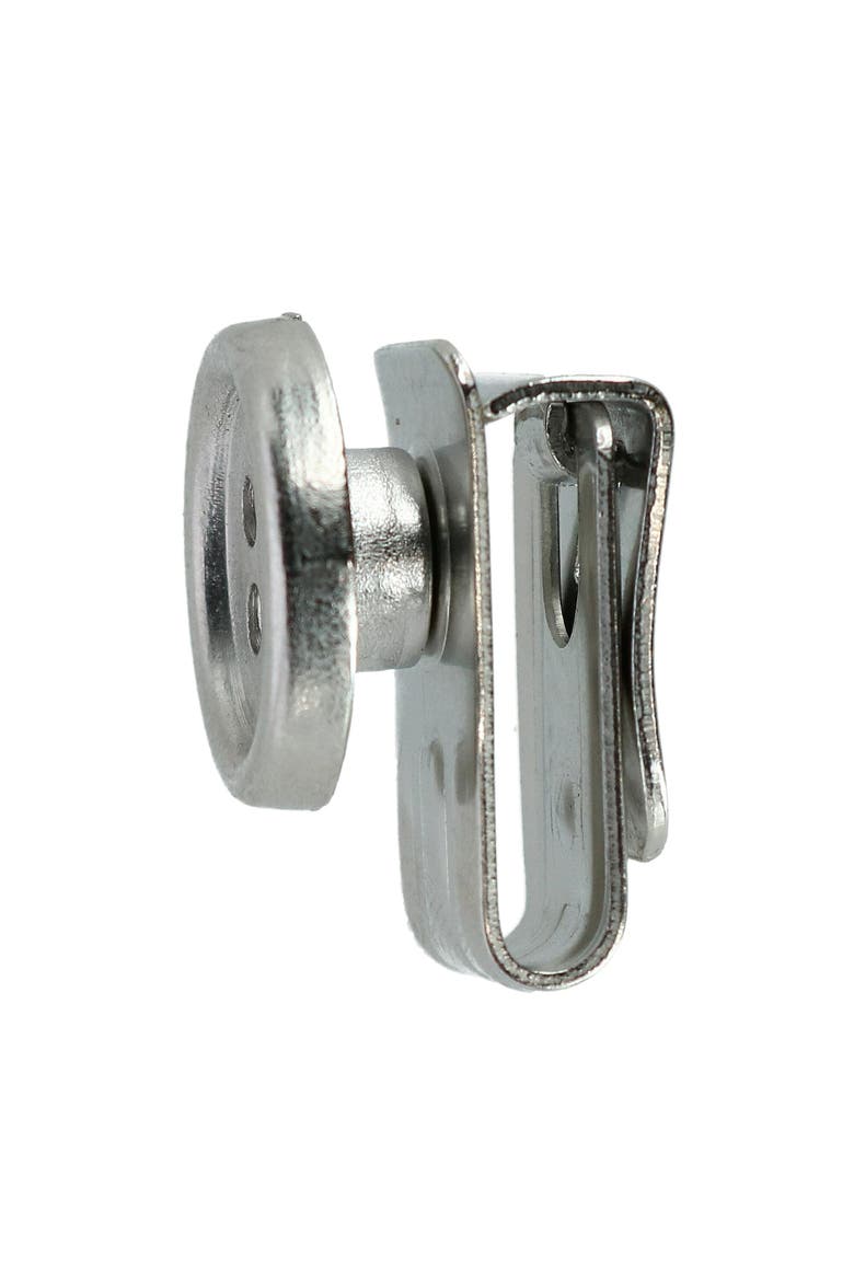 No Sew Moveable Button End Brace Clips, Alternate, color, Brushed Silver