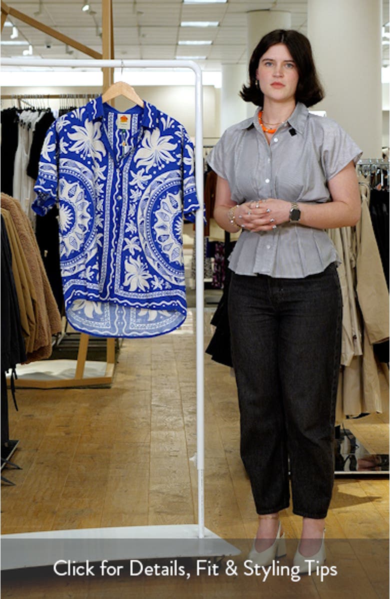 Ocean Oversize Linen Blend Cover-Up Button-Up Shirt, sales video thumbnail