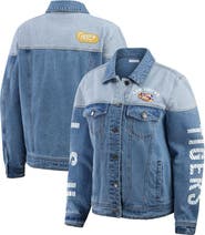 WEAR by Erin Andrews Women's WEAR by Erin Andrews Denim LSU Tigers Sleeve Hit Colorblock Button-Down Denim Jacket