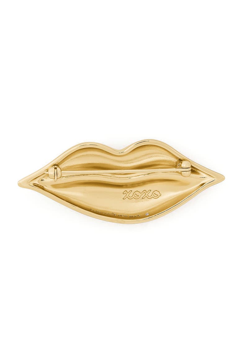 Caviar and Crimson Lips Brooch, Alternate, color, GOLD