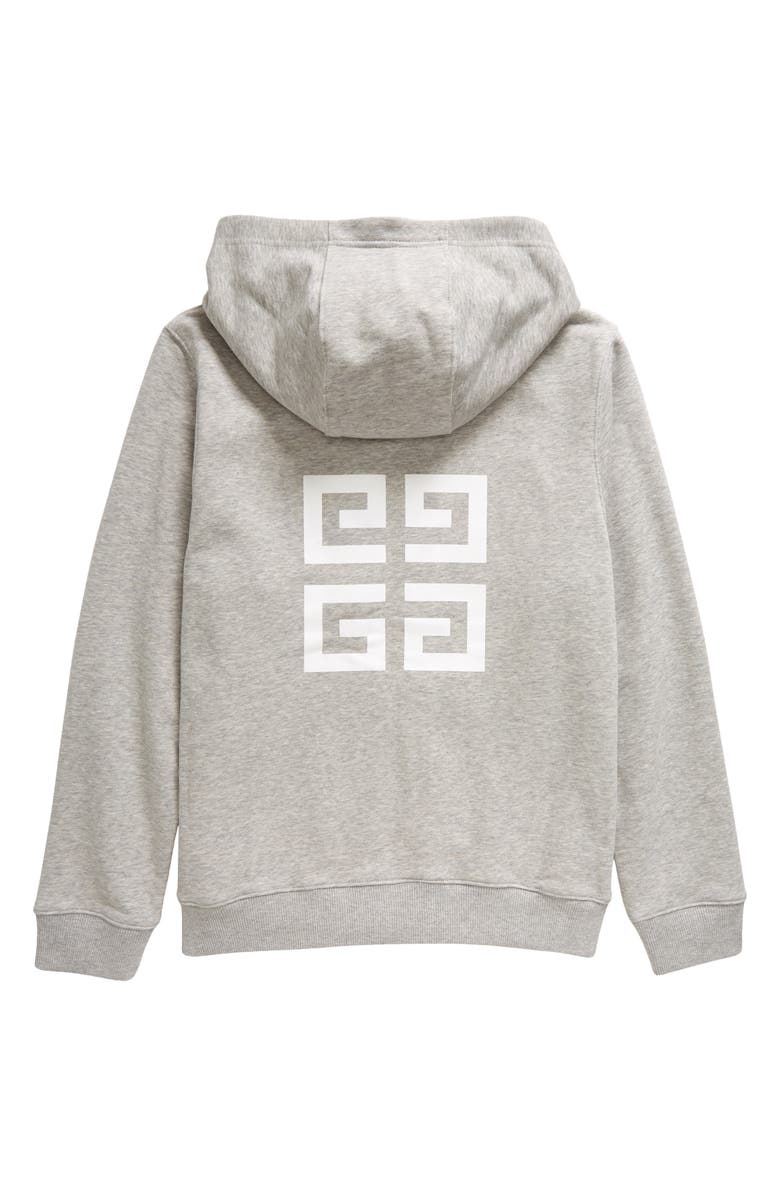 GIVENCHY KIDS Kids' 4G Logo Fleece Zip-Up Graphic Hoodie, Alternate, color, 