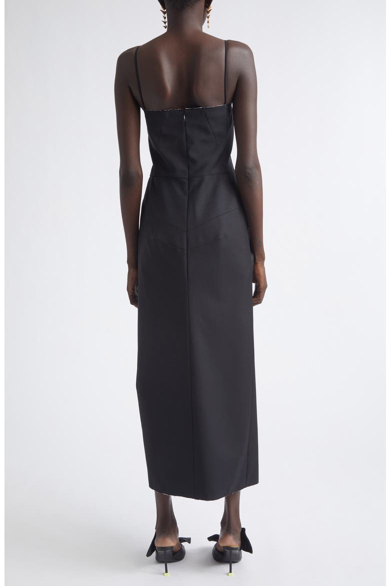 Sliced Draped Wool & Mohair Dress, Alternate, color, BLACK