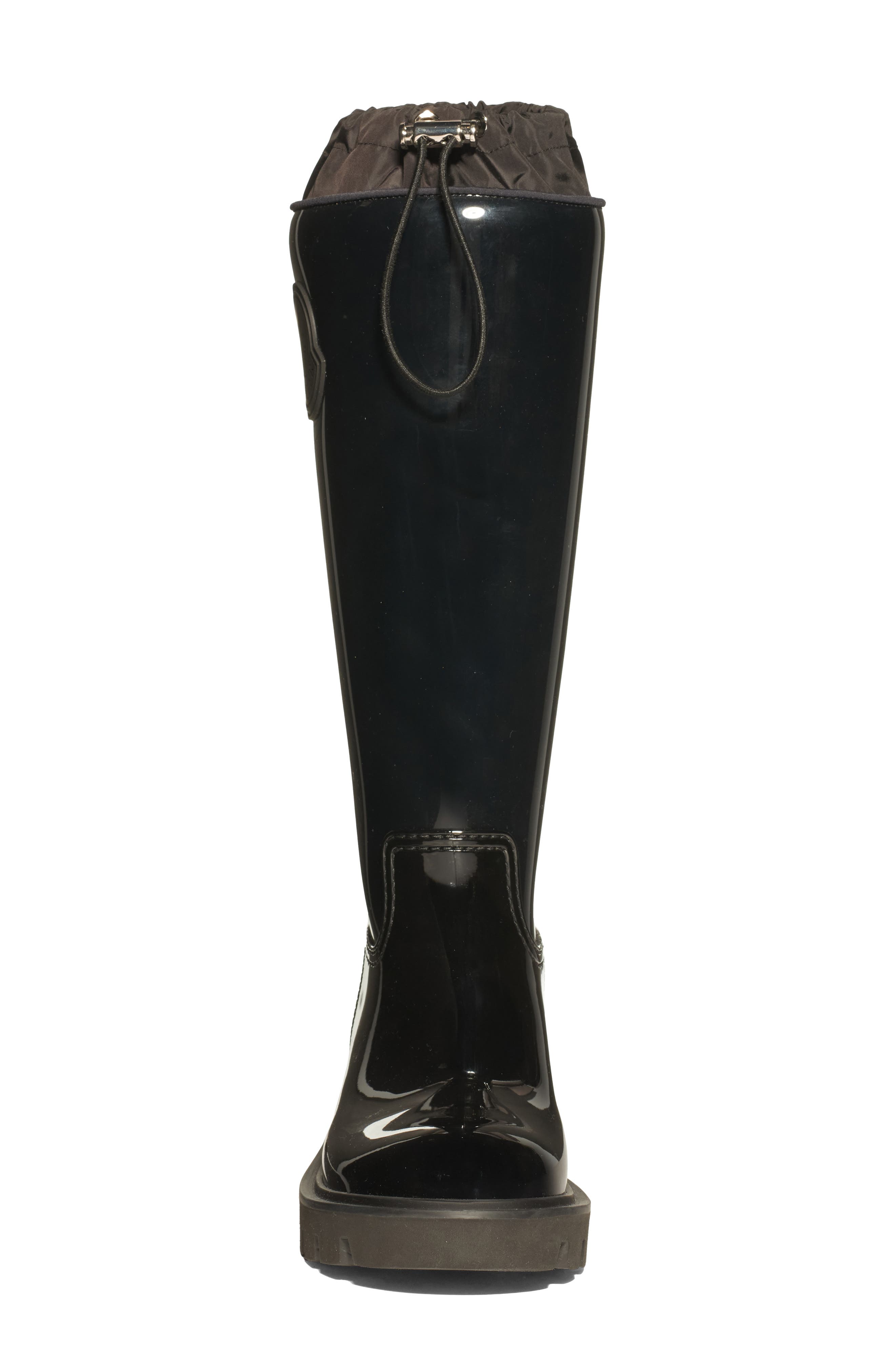 Moncler Kickstream Waterproof Knee High Rain Boot, Alternate, color, Black
