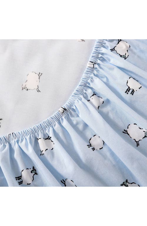 Poppy & Fritz Poppy And Fritz Sheep Print 200 Thread Count Cotton Percale Sheet Set In Blue