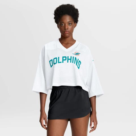 Women's Nike White Miami Dolphins Primetime Cropped Mesh Dri-FIT Fashion Jersey
