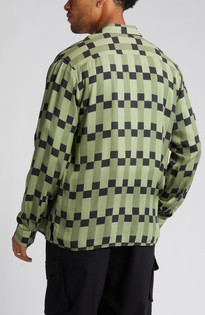 Open Edit Geo Print Long Sleeve Camp Shirt, Alternate, color, 