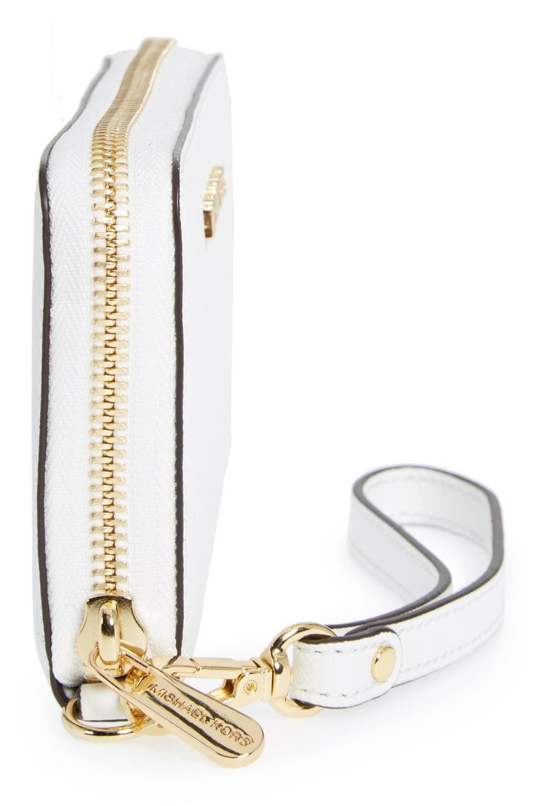 'Large Jet Set' Saffiano Leather Phone Wristlet, Alternate, color, OPTIC WHITE