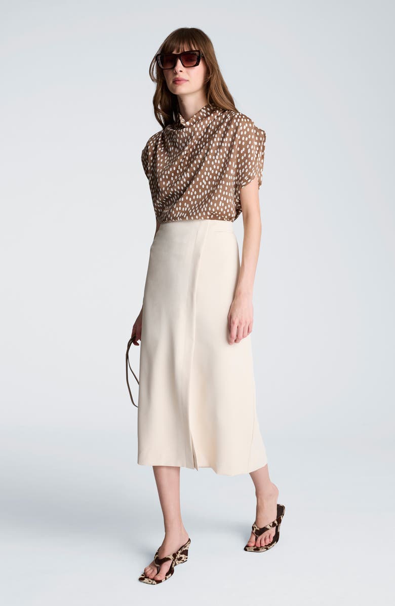 Kenneth Cole Belted Drape Neck Top, Alternate, color, Mesquite/ Oyster