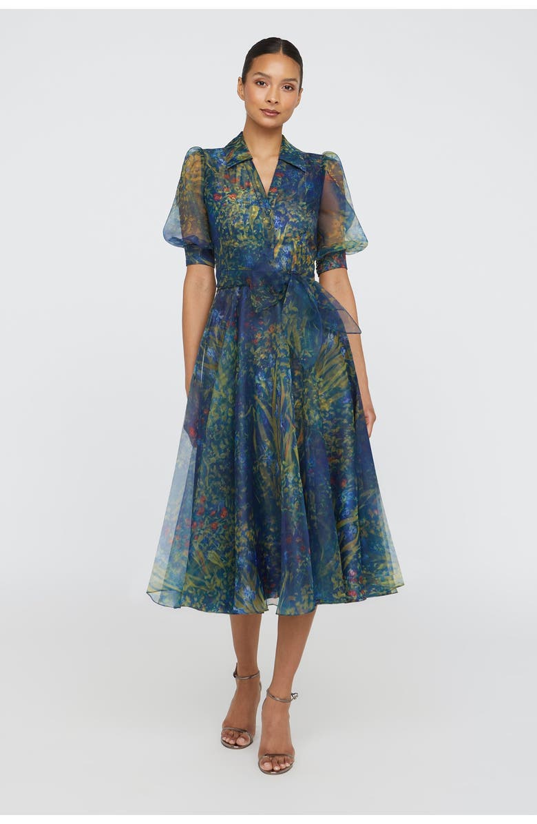 Theia Winnie Puff Sleeve Shirt Dress, Main, color, Herbarium
