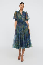 Theia Winnie Puff Sleeve Shirt Dress