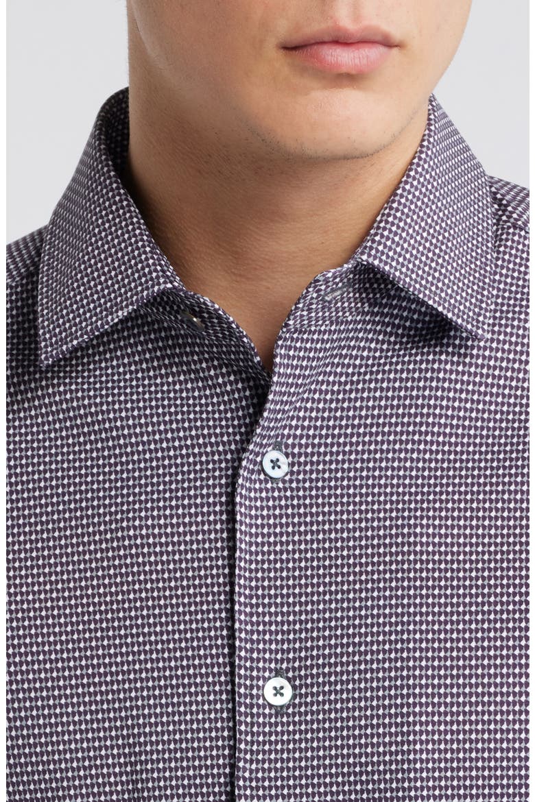 Abbey Geometric Print Knit Cotton Blend Dress Shirt, Alternate, color, GREY
