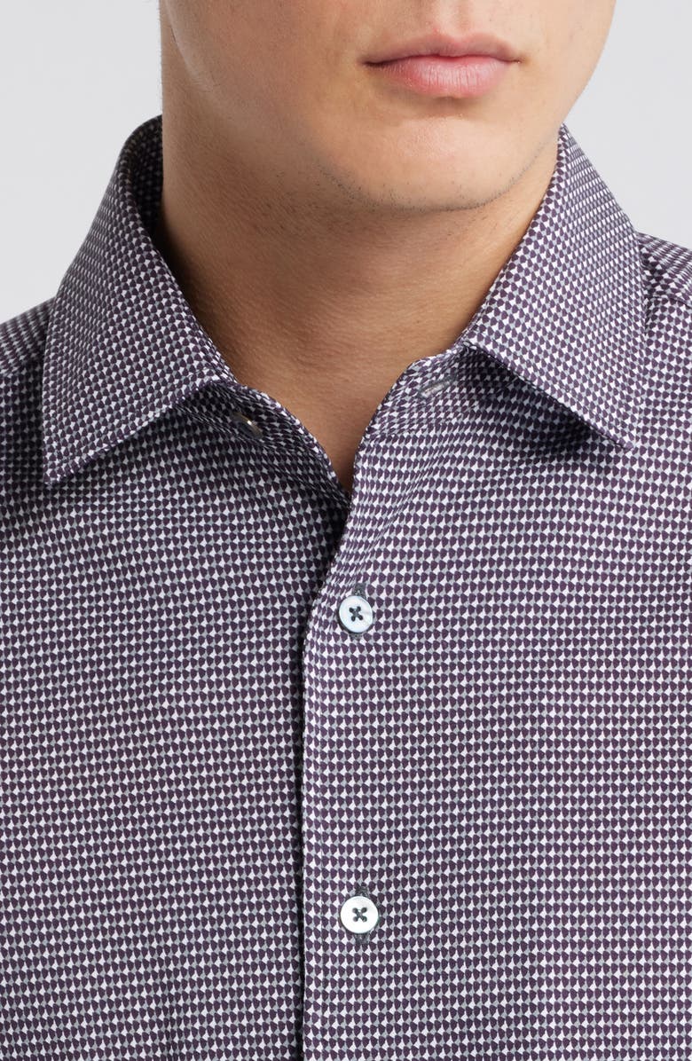 Zanella Abbey Geometric Print Knit Cotton Blend Dress Shirt, Alternate, color, Grey