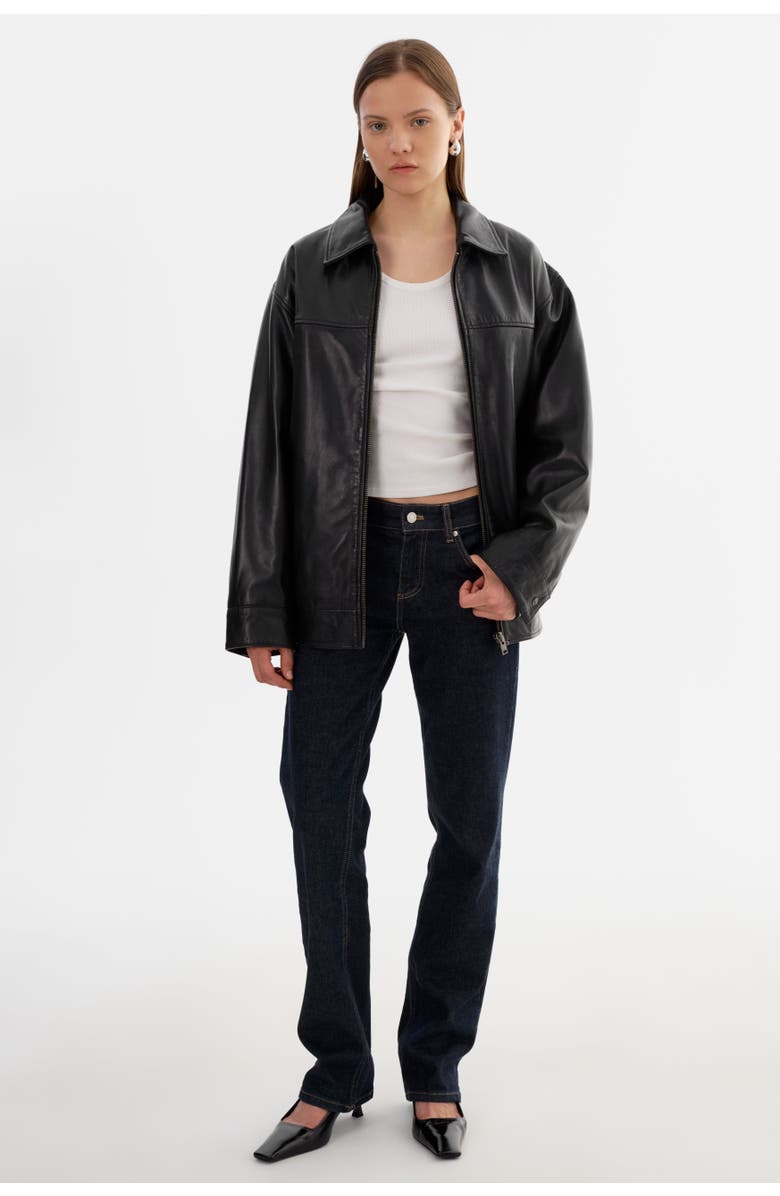 LAMARQUE THEIA | Leather Bomber Jacket, Alternate, color, Black