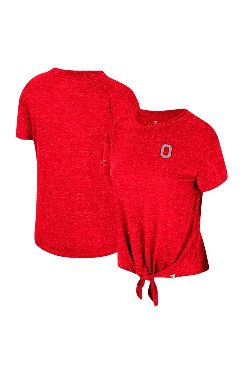 COLOSSEUM Women's Colosseum Scarlet Ohio State Buckeyes Finalists Tie-Front T-Shirt, Main, color, 
