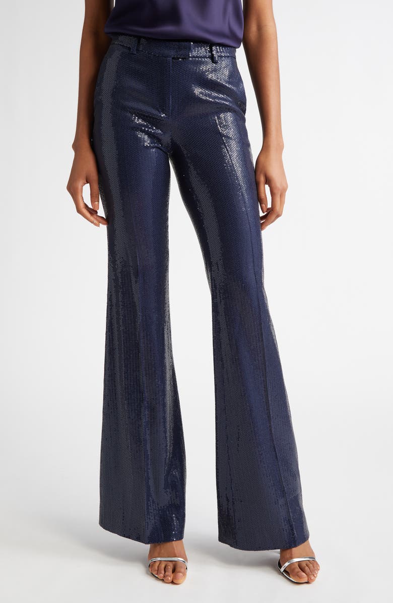 Michael Kors Collection Haylee Sequin Flare Leg Pants, Main, color, 