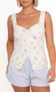 Petal & Pup Ana Floral Embroidered Lace Trim Split Front Top