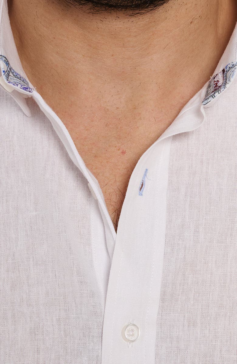 Robert Graham Palmer Tailored Fit Short Sleeve Linen Blend Button-Up Shirt, Alternate, color,