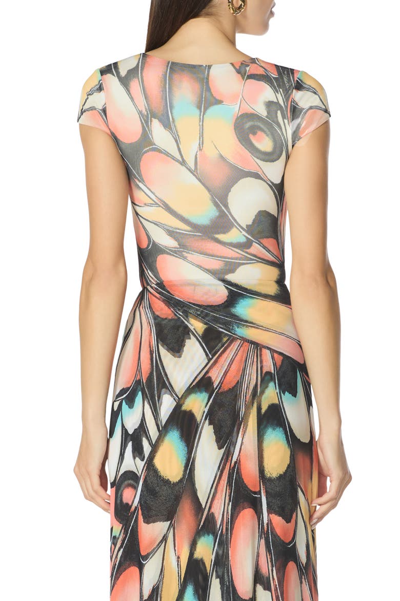 Square Neck Cap Sleeve Top, Alternate, color, BRANDY BUTTERFLY