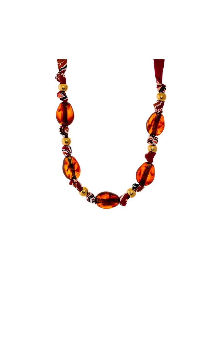 BY ADINA EDEN Bandana Beaded Amber Necklace, Main, color, Amber