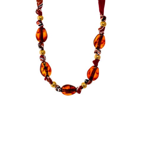 Bandana Beaded Amber Necklace