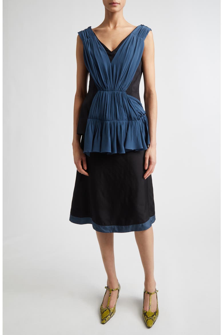 Colorblock Asymmetric Draped Top, Alternate, color, 00N99BLACK