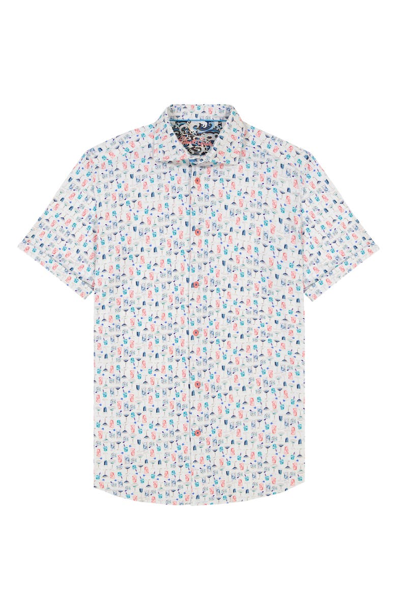 Robert Graham Mix & Match Knit Short Sleeve Button-Up Shirt, Alternate, color, White