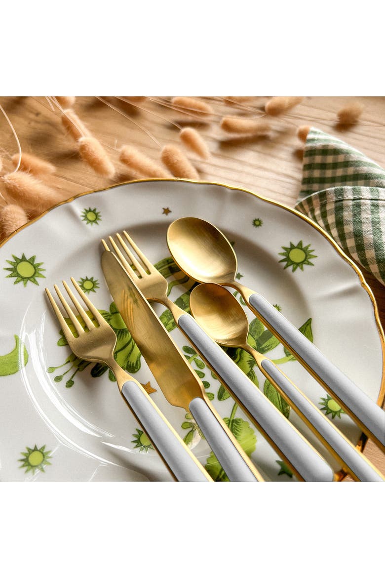 Fantasia Ice Gold Flatware  Set - 5 Pieces, Alternate, color, Porcelain