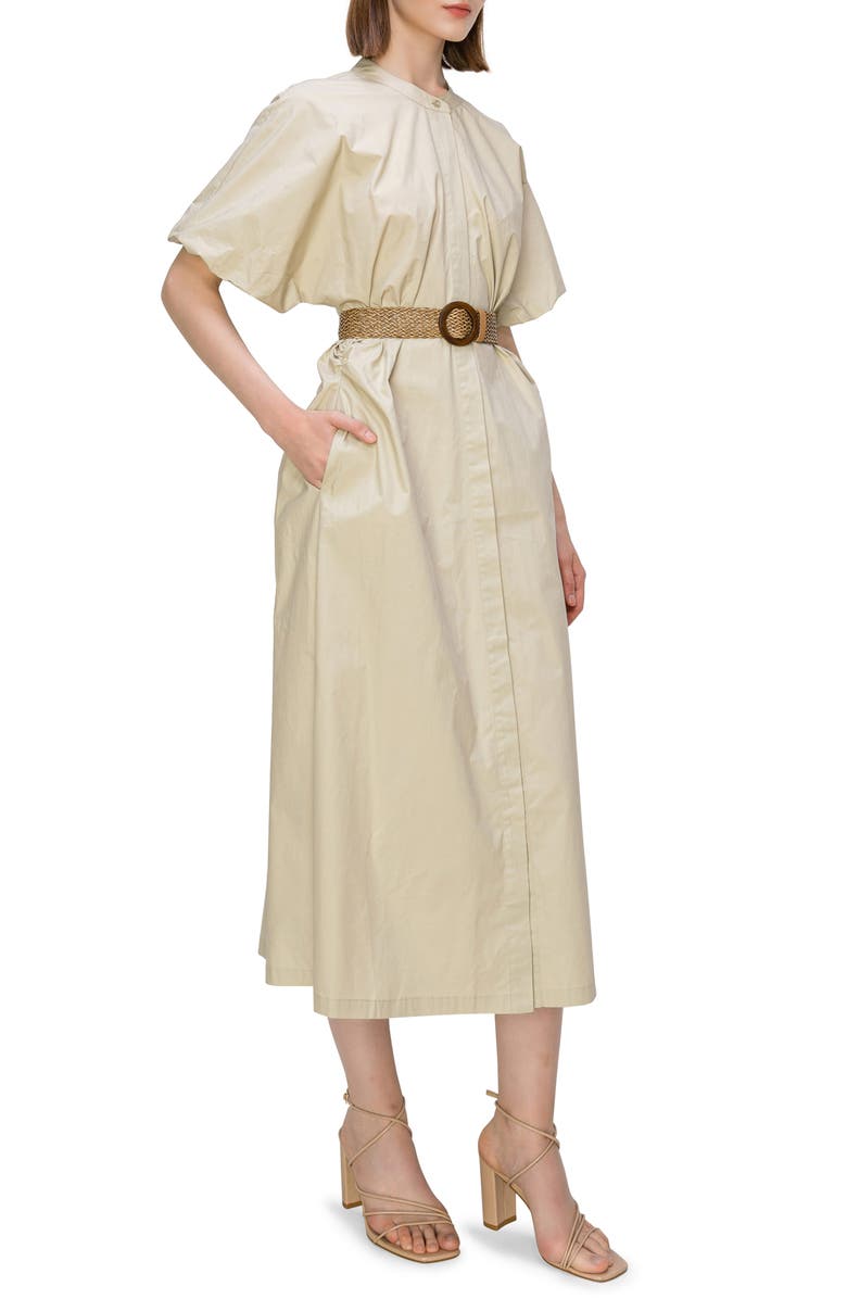 MELLODAY Puff Sleeve Belted Midi Shirtdress, Alternate, color, 