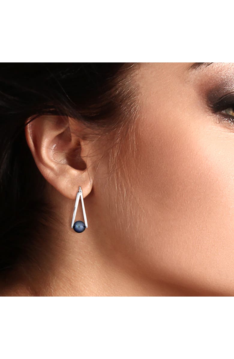 Julianna B. Black Cultured Pearl Drop Hoop Earrings, Alternate, color, Cultured Freshwater Pearl