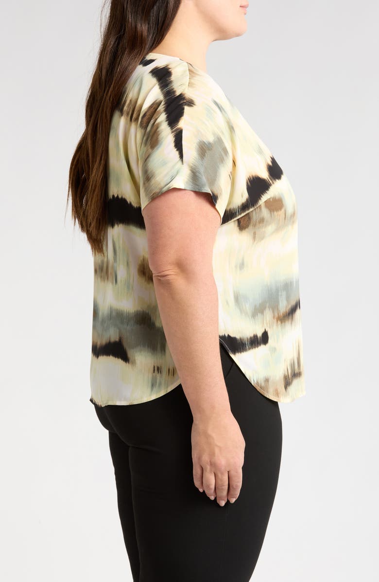 Anne Klein Abstract Print Short Sleeve Top, Alternate, color, 