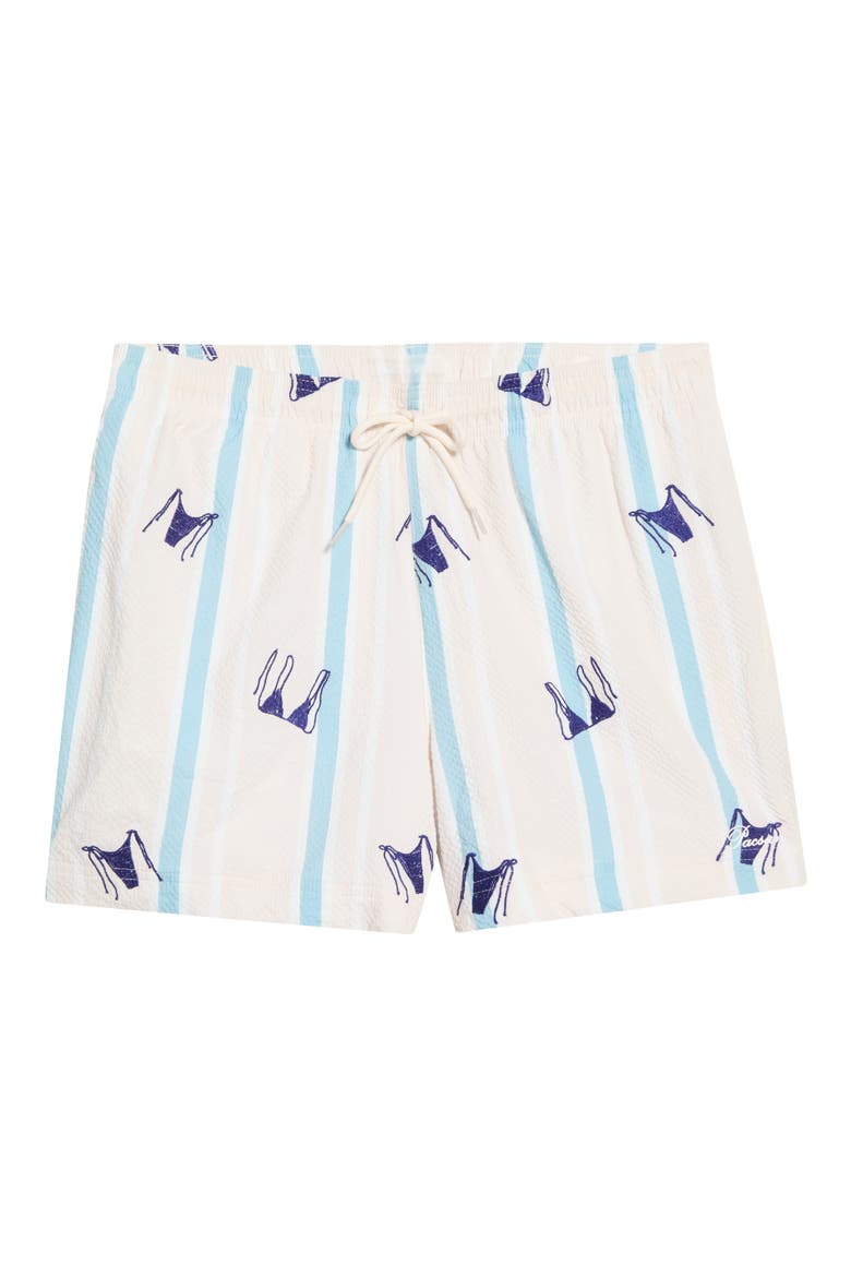 Bikini Embroidered Stripe Swim Trunks, Main, color, GREEN/ WHITE