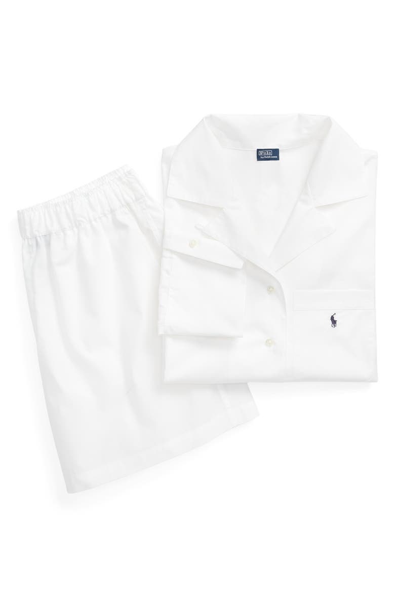 Polo Ralph Lauren Crop Cotton Poplin Short Pajamas, Alternate, color, 