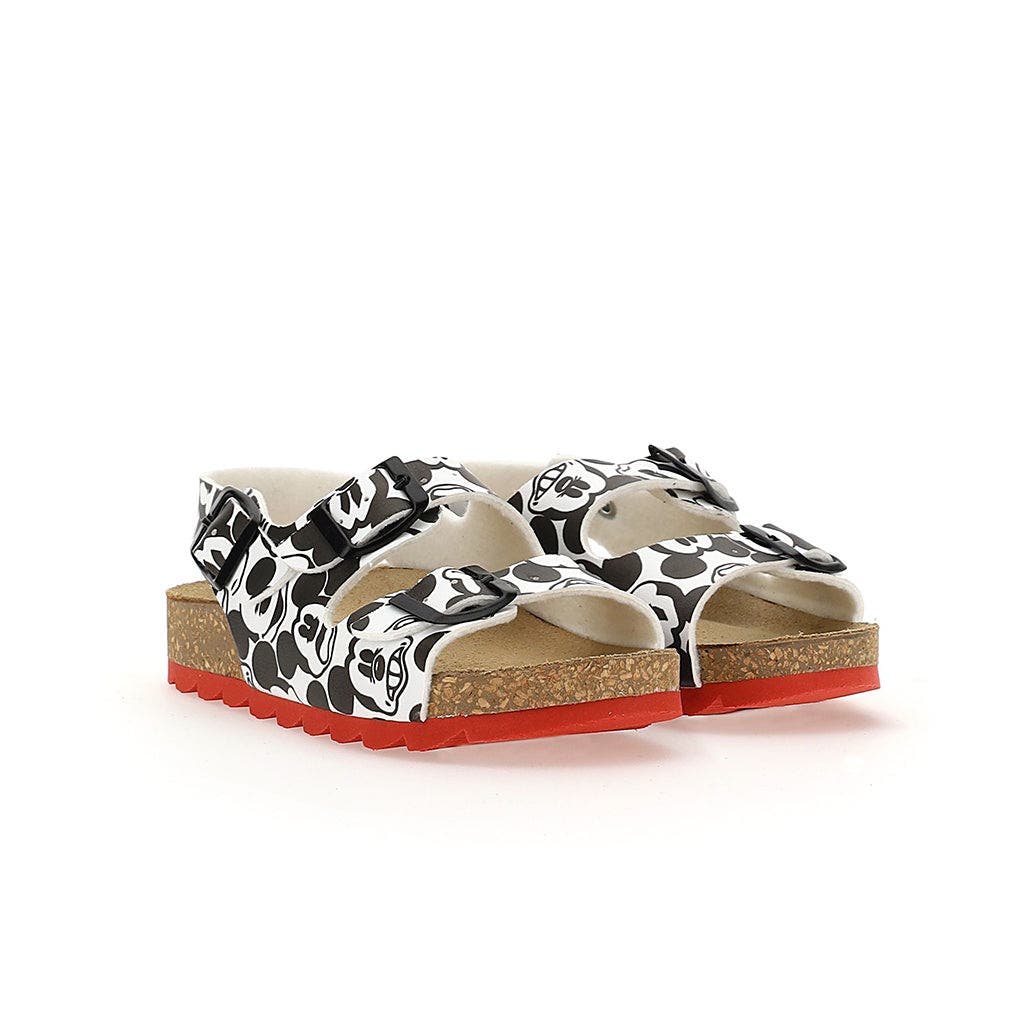 Old School Mickey Cartoon Sandals, Main, color, White