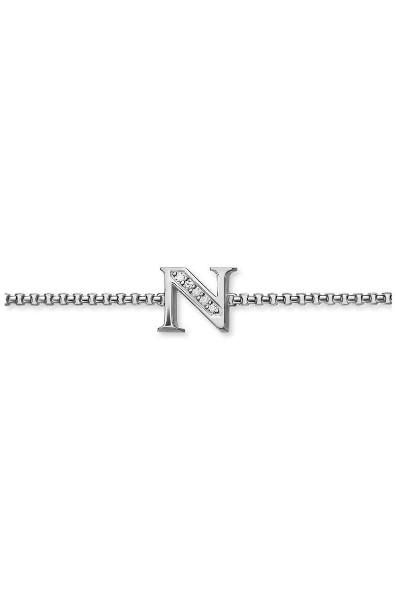 Petite Pavé Initial Chain Bracelet in Sterling Silver with Diamonds, Alternate, color, SILVER PAVE N