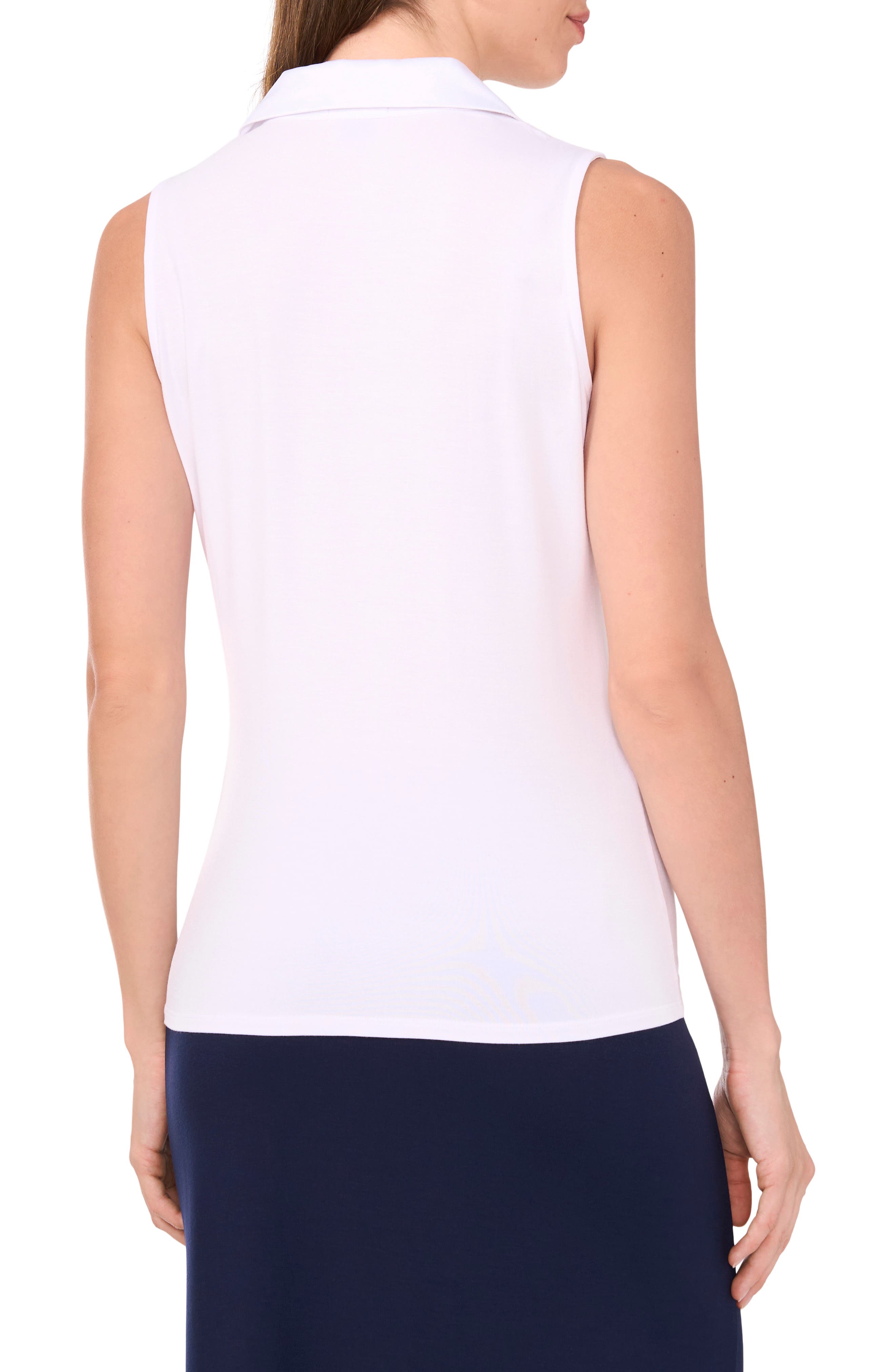 Halogen® Mixed Media Notch Collar Sleeveless Top (Women) | Nordstromrack