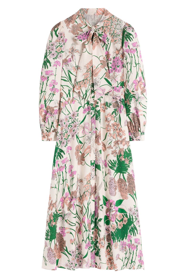 Whimsical Flora Bow Detail Shirtdress, Alternate, color, WHIMSICAL IVORY FLORAL