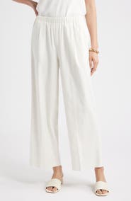 Nordstrom Linen Blend Crop Slim Wide Pants