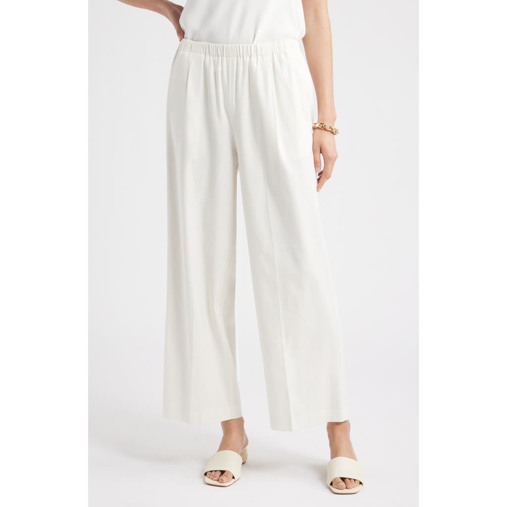 Nordstrom Linen Blend Crop Slim Wide Pants In White