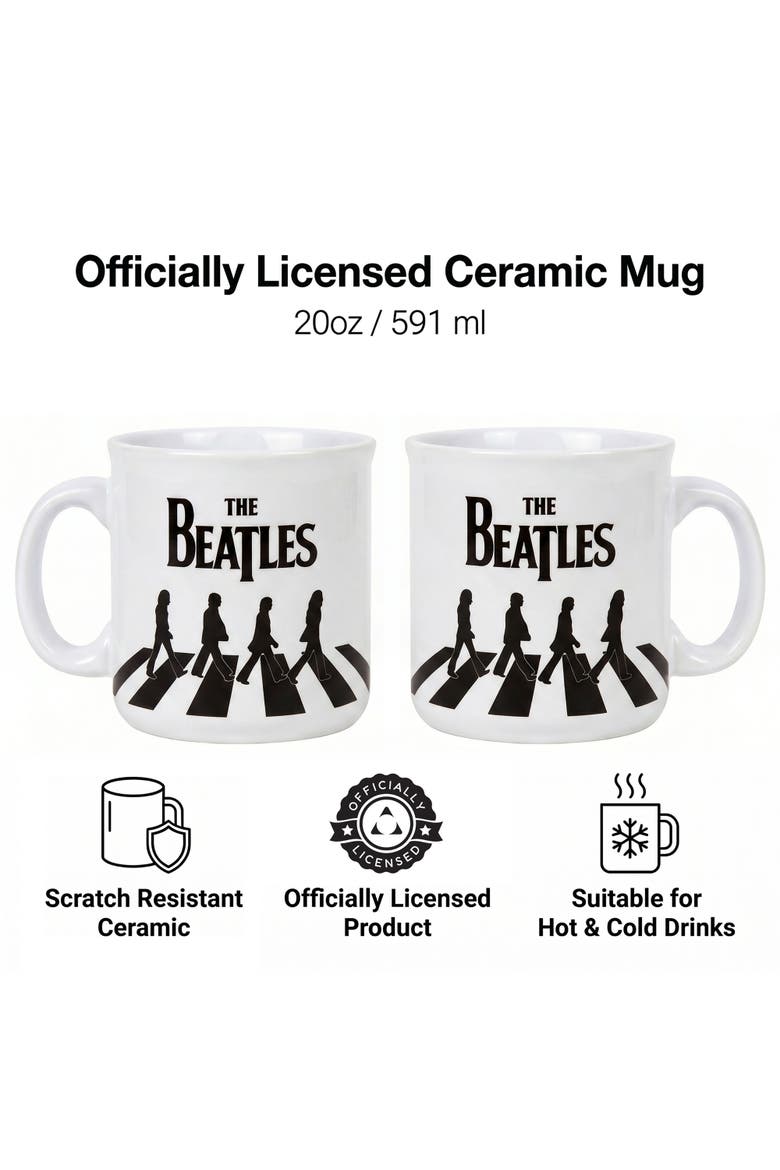 20 oz The Beatles Abbey Road Walk Ceramic Camper Mug, Alternate, color, White