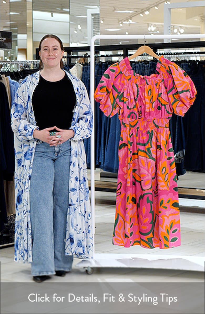 Magna Town Off the Shoulder Cotton Midi Dress, sales video thumbnail
