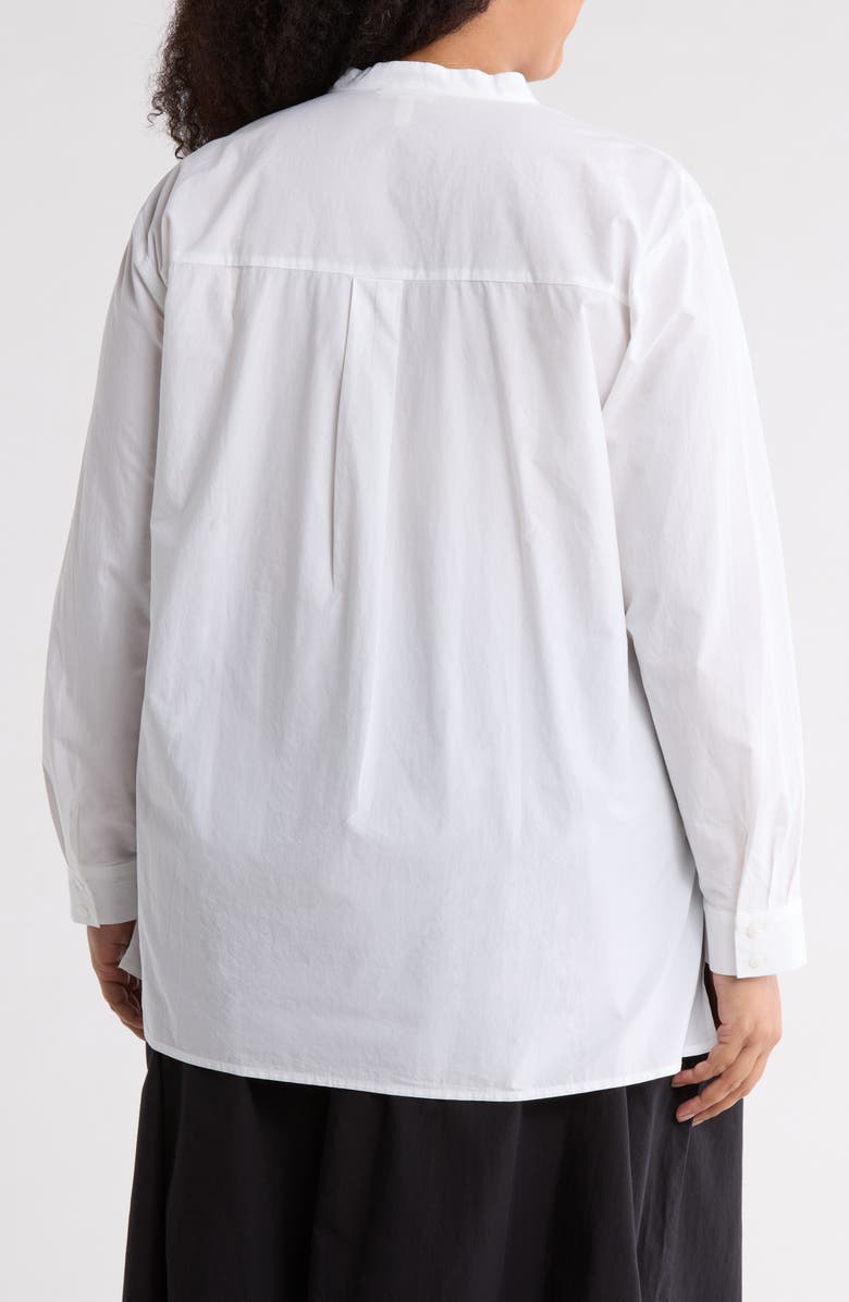 Eileen Fisher Mandarin Collar Organic Cotton Button-Up Shirt, Alternate, color, 