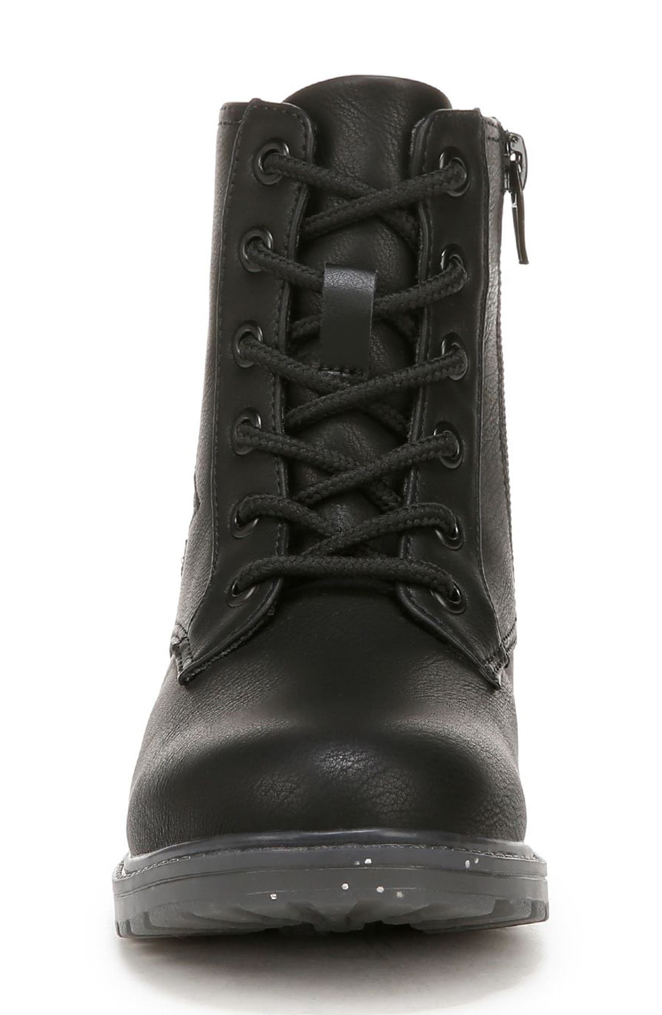 Blowfish Malibu Kids' Rena Star Glitter Combat Boot, Alternate, color, Black Faux Leather